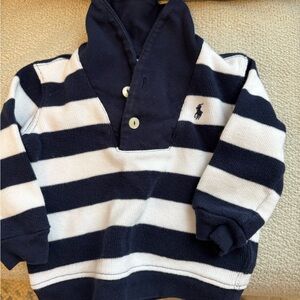 Polo by Ralph Lauren Kids Navy & White Striped Rugby Sweater 12 mo